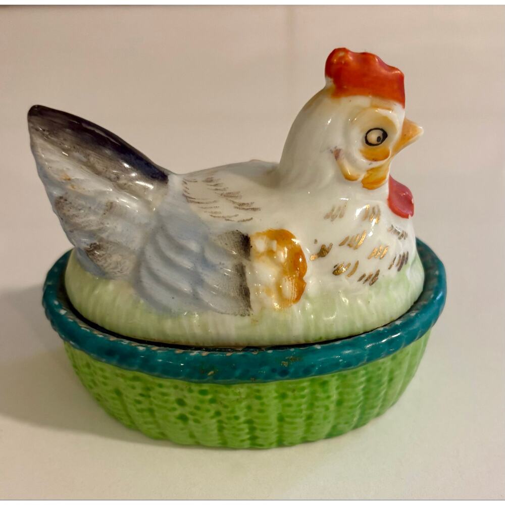 Vintage Ceramic Hen on Nest made in Occupied Japan - Possible Salt Cellar